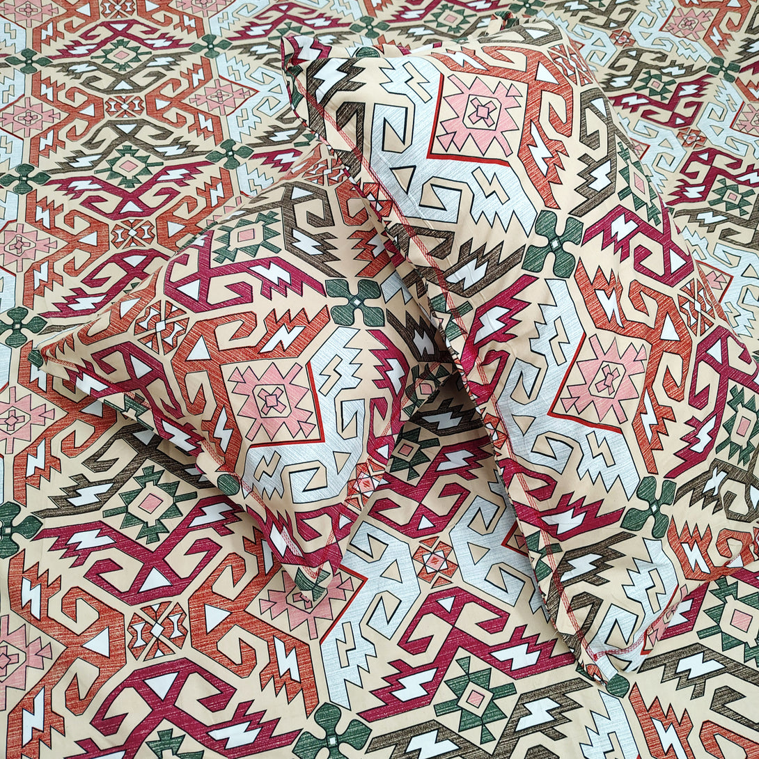 Floral 210 TC Fitted Bedsheet - Multicolor - Braviadecor