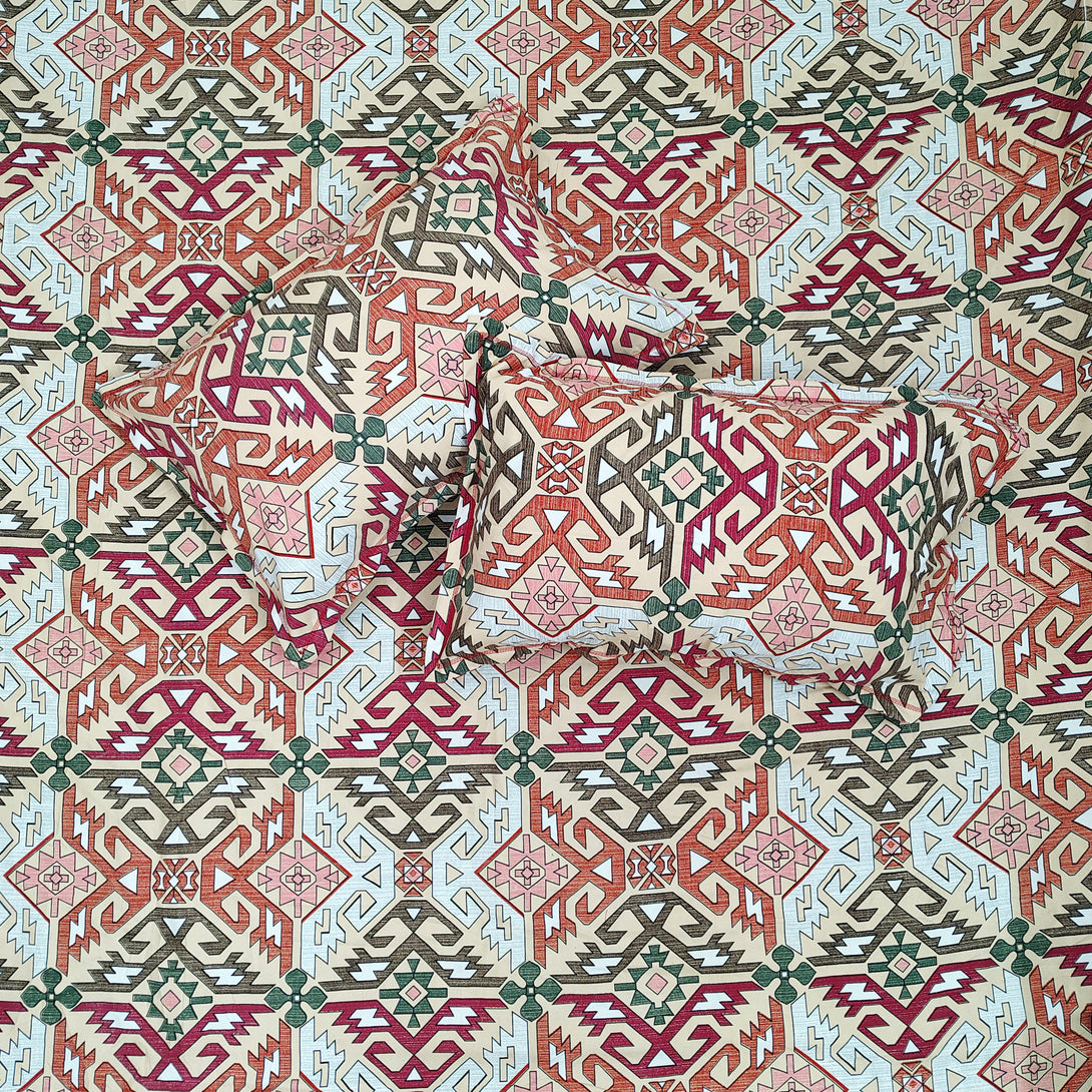 Floral 210 TC Fitted Bedsheet - Multicolor - Braviadecor